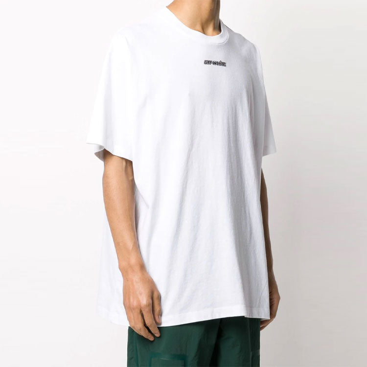 Off-White Back Arrow Pattern Printing Round Neck Short Sleeve Loose Fit White OMAA038E20JER0020145