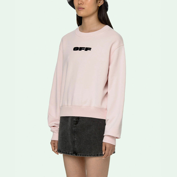 (WMNS) Off-White SS21 Logo Round Neck Hoodless Hoodie Pink OWBA026R21JER0013010