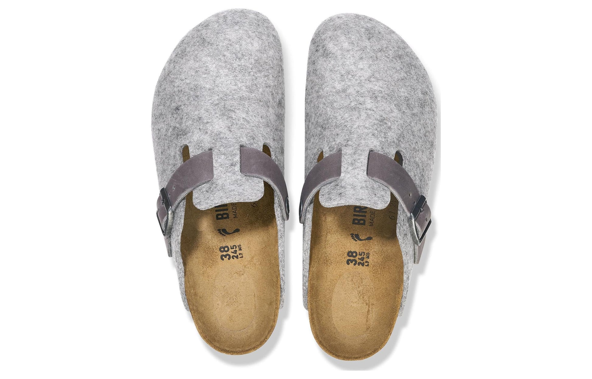 Birkenstock Boston Natural Leather/Felt 'Light Grey' 1026149