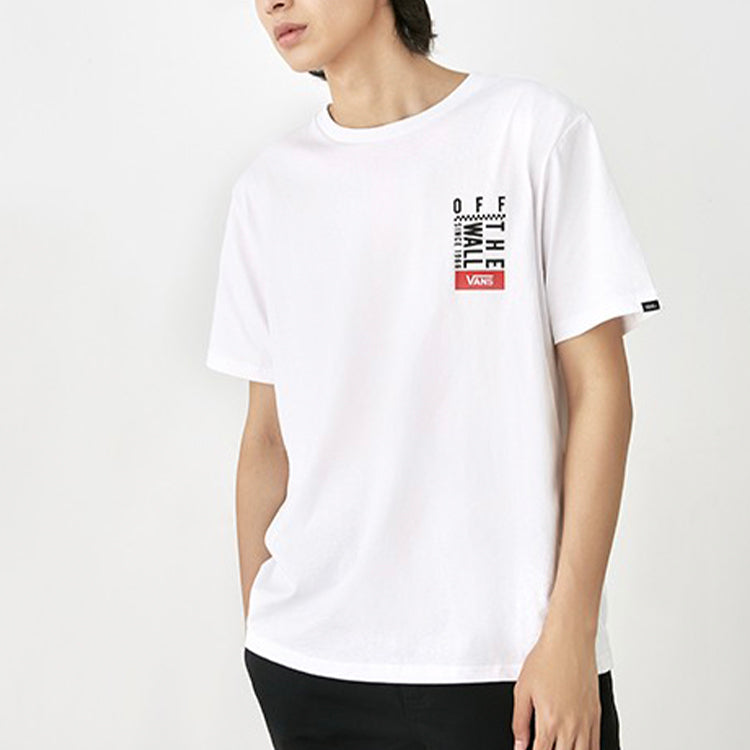 Vans Logo Alphabet Printing Short Sleeve Couple Style White VN0A4P4CWHT