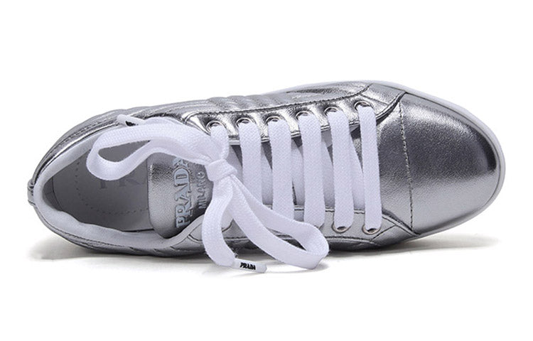 (WMNS) PRADA Leather Sneakers 'Silver' 1E254L_79A_F0135_F_005