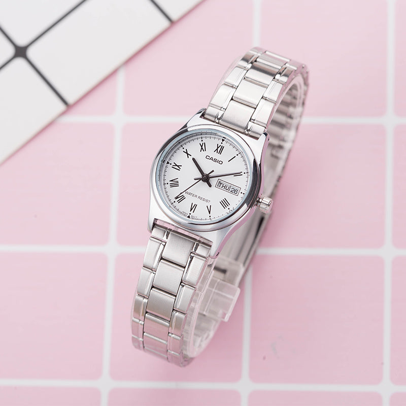 Casio Retro Analog Watch 'White Silver' LTP-V006D-7B
