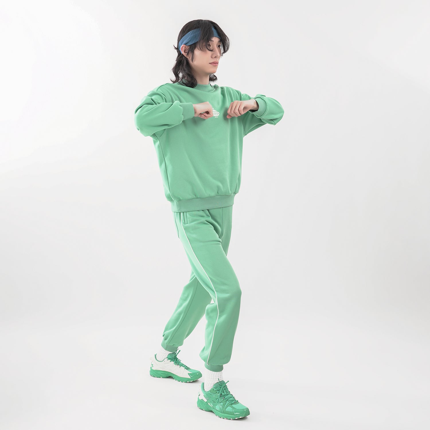 ASICS x 8ON8 Crossover Sports Loose Round Neck Pullover Couple Style Green 2203A123-300