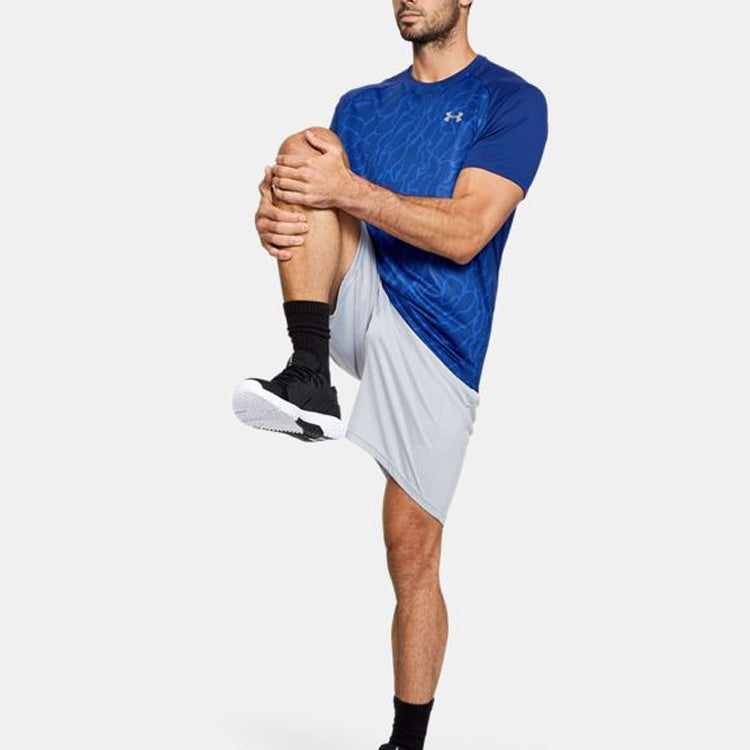 Men's Under Armour Training Sports Printing Short Sleeve Navy Blue 1353185-449