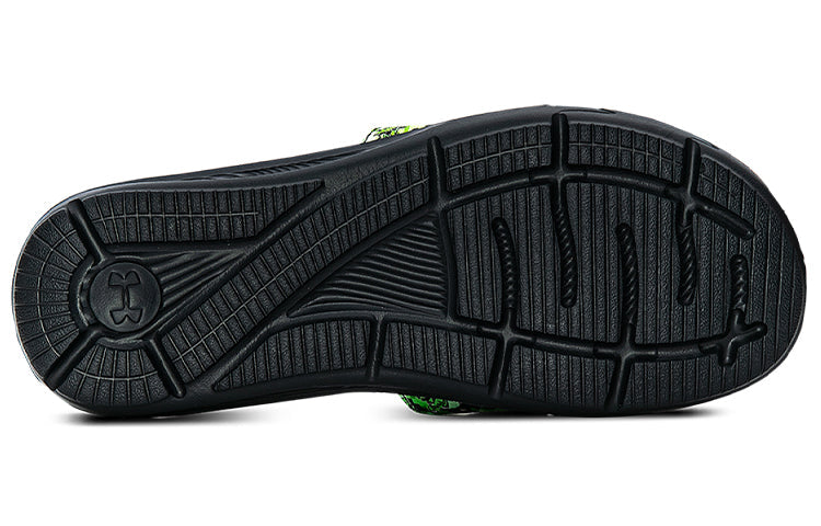 Under Armour Ignite 6 Graphic Strap Slide 'Black Green Citrine Camo' 3024450-001