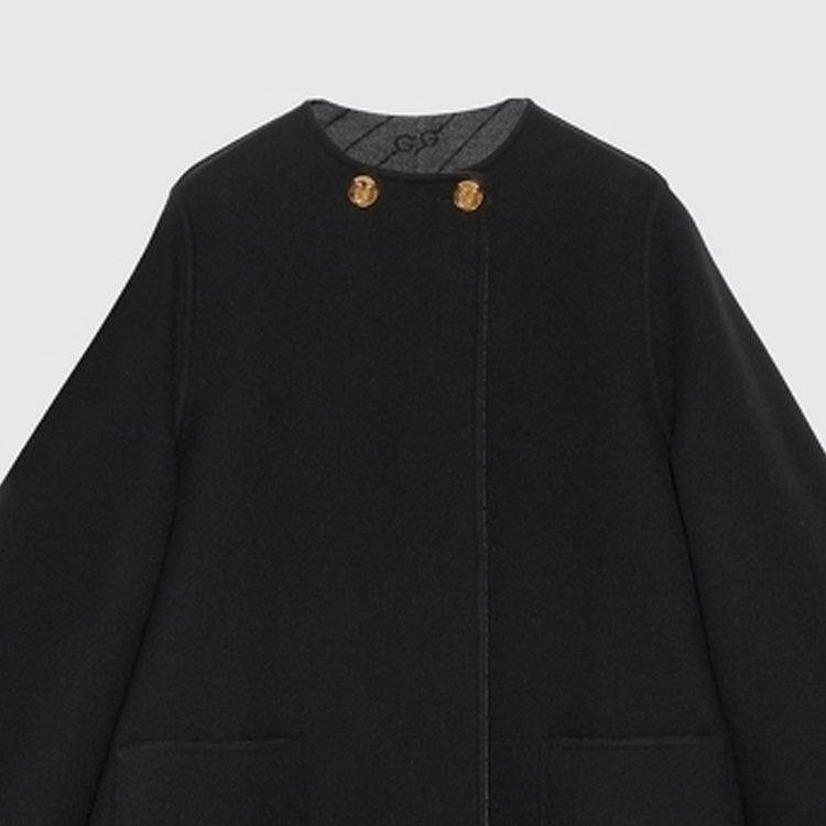 (WMNS) Gucci Reversible Diagonal G Wool Coat 'Black' 746532-ZANAX-1189