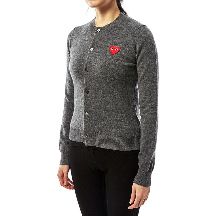 (WMNS) COMME des GARCONS PLAY Cardigan Red Emblem 'Grey' AZ-N007-051-3