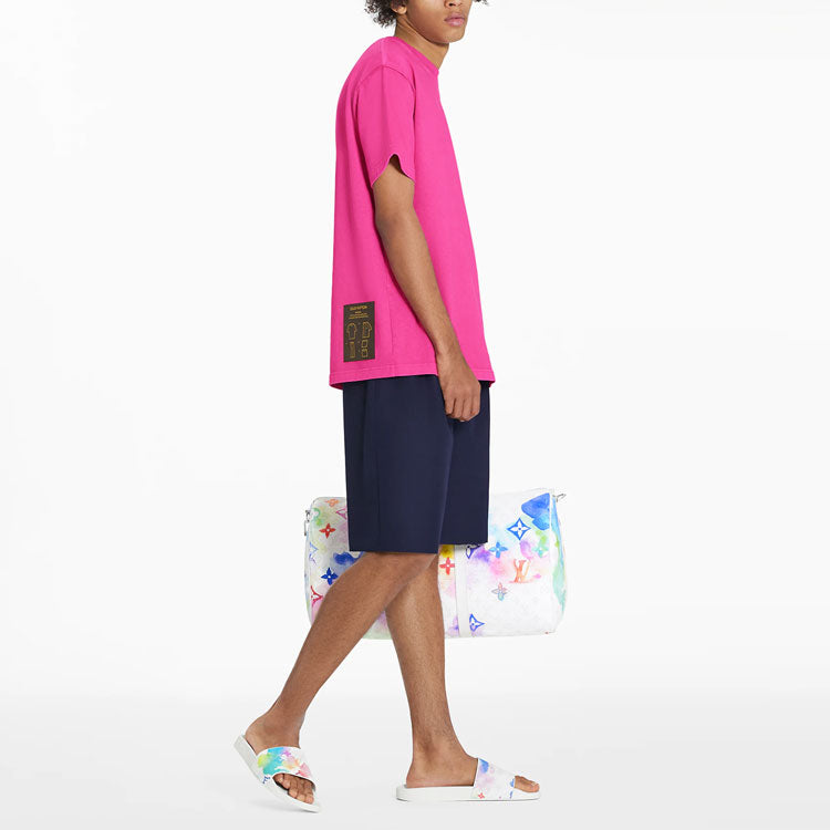 Men's LOUIS VUITTON SS21 Casual Solid Color Short Sleeve Pink 1A8R56