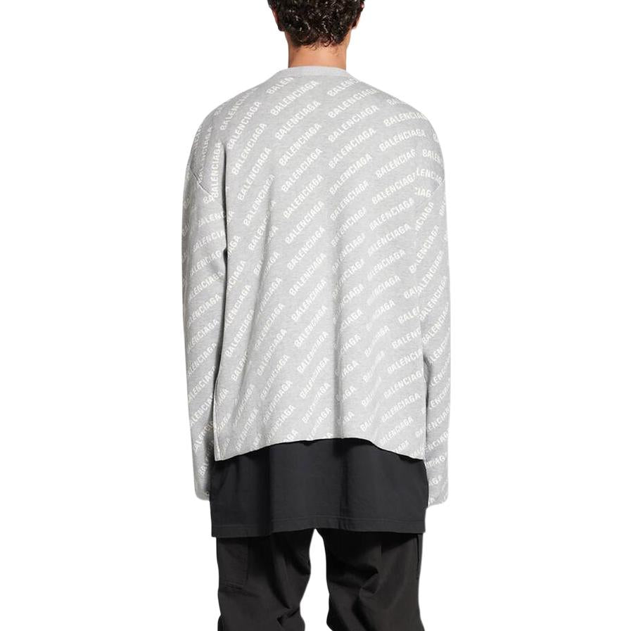 Balenciaga Mini Allover Logo Cardigan 'Light Grey White' 699822T32331461