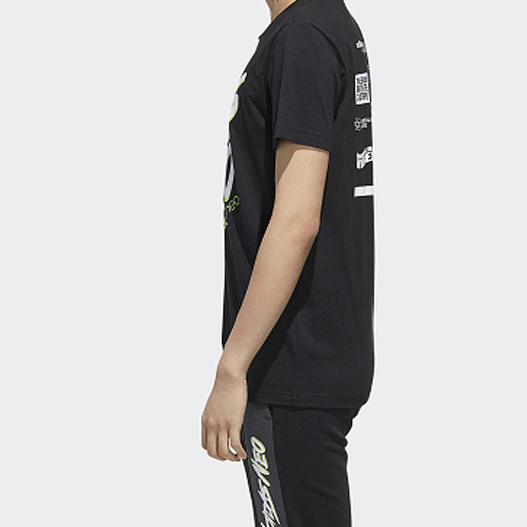 adidas neo M Faves Tee Alphabet Printing Sports Short Sleeve Black FP7350