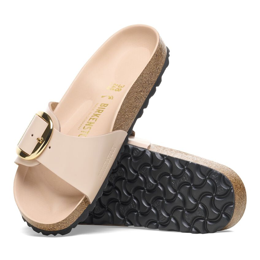 (WMNS) Birkenstock Madrid Big Buckle Natural Leather Patent Narrow FIt Sandals ' High Shine New Beige' 1026496