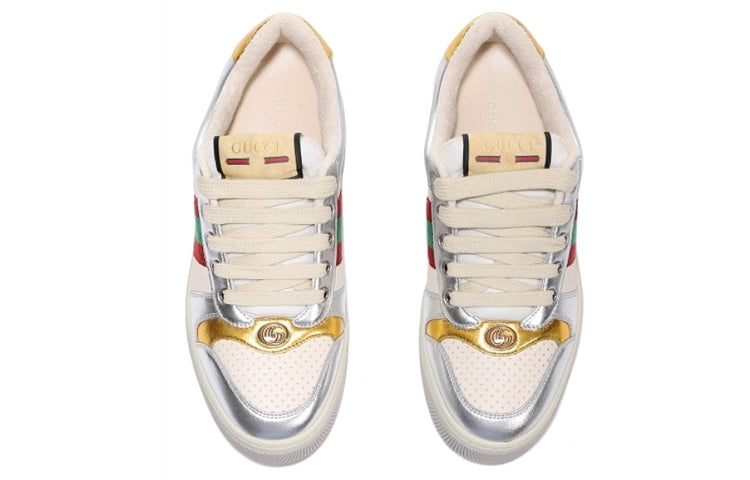 (WMNS) Gucci Screener Metallic Calfskin Web 'Silver Gold' 701103-AACEG-8143