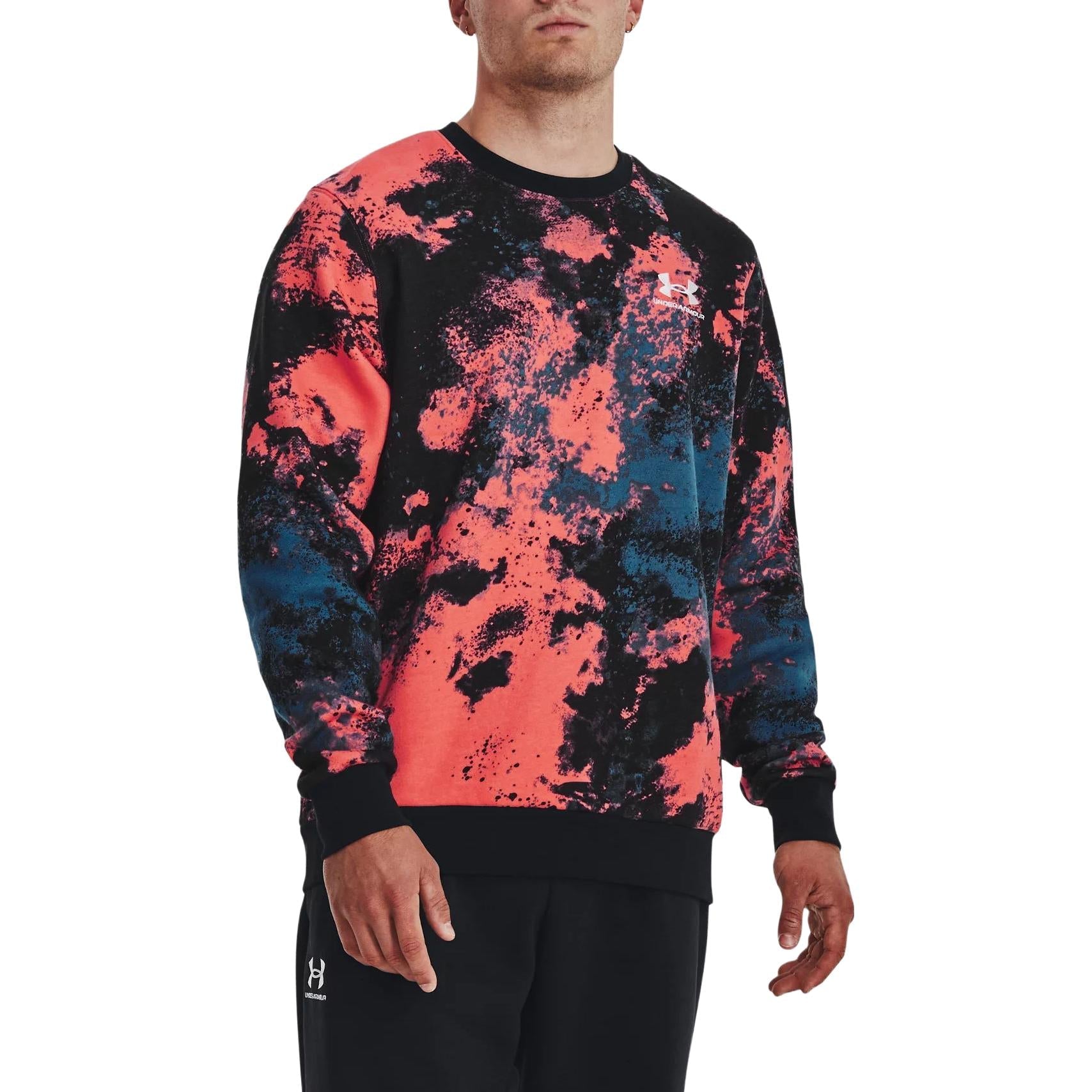 Under Armour Essential Fleece Paint Crew Sweatshirt 'Pink Black Blue' 1382318-690