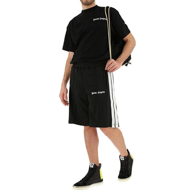 Men's PALM ANGELS Alphabet Printing Short Sleeve Black PMAA001S194130081001