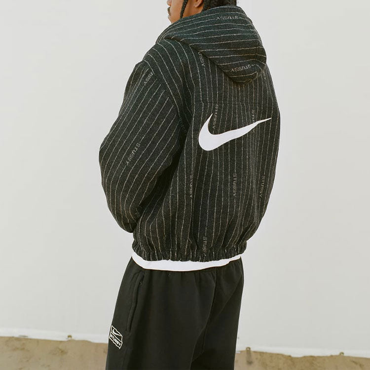 Nike x Stussy Stripe Wool Jacket 'Antique Black' DR4023-010