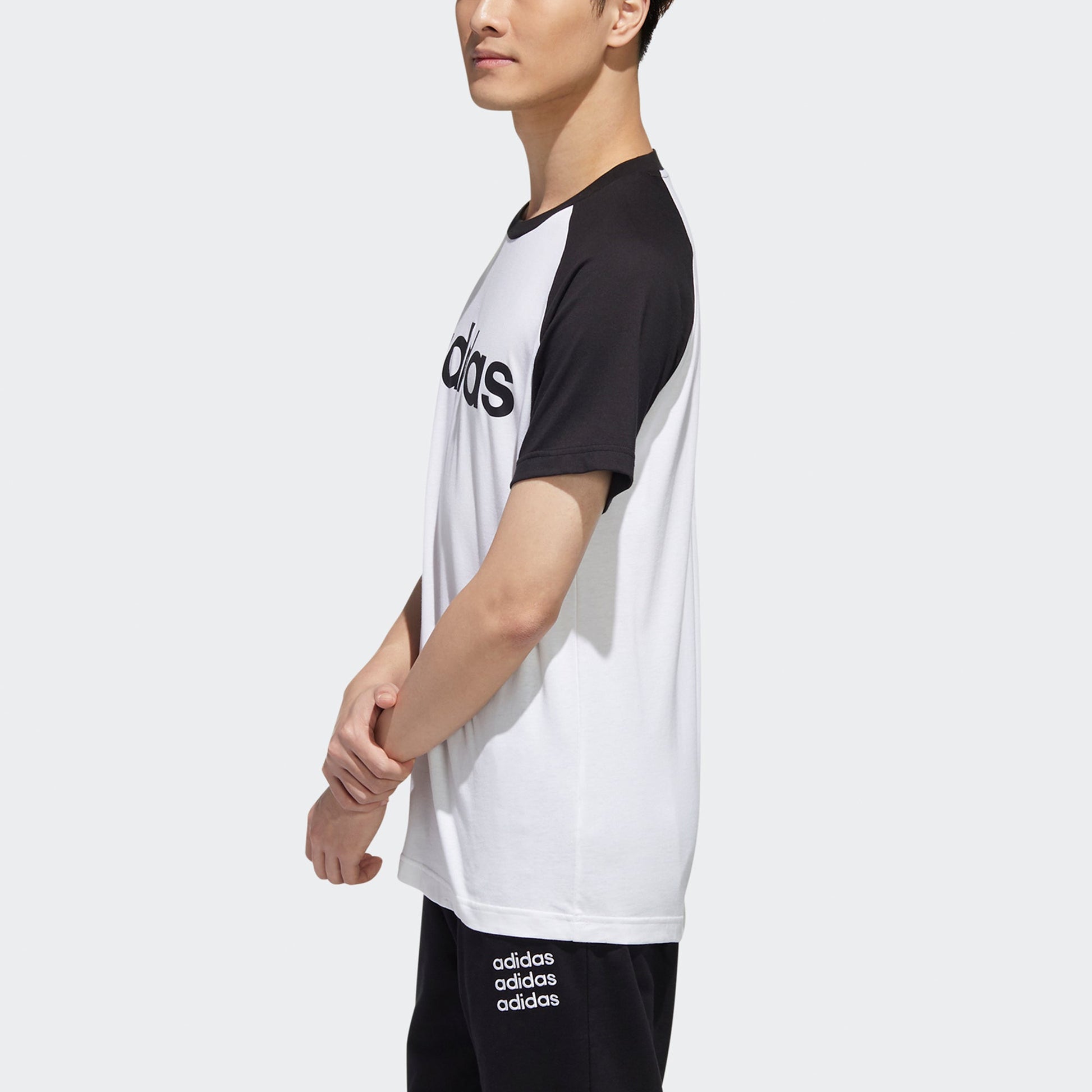 adidas neo M Esntl Rgln T Logo Printing Colorblock Sports Short Sleeve White GJ8945