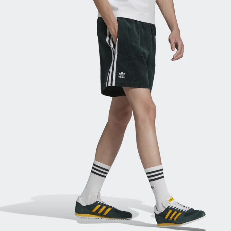 adidas originals x NOAH Crossover Corduroy Side Stripe Casual Shorts Green HC4307