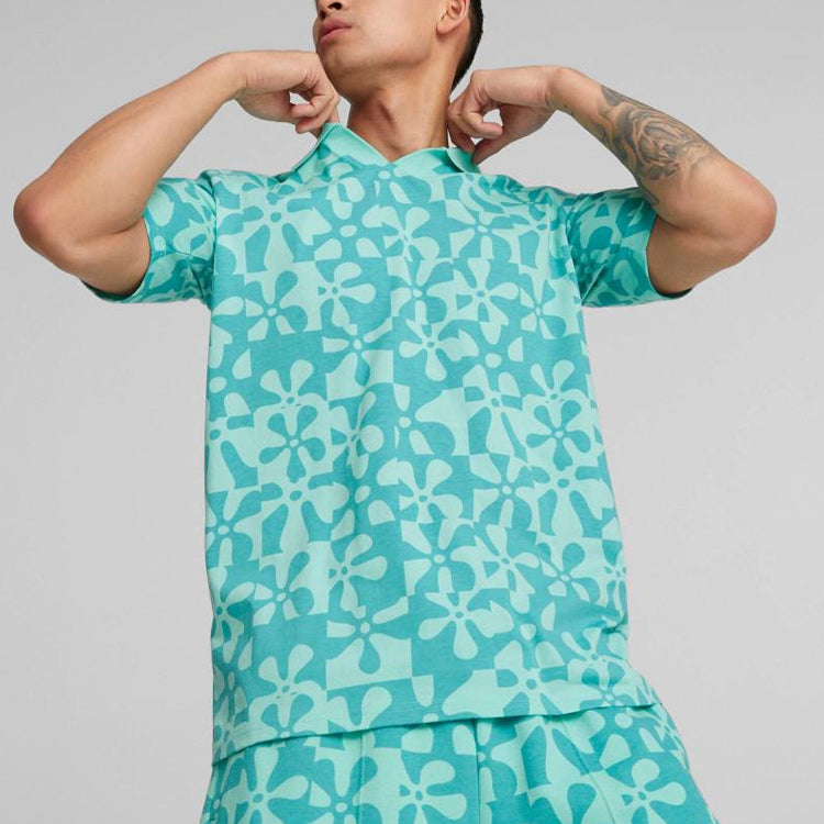 PUMA X Spongbob Printed Polo Shirt 'Teal' 620688-77
