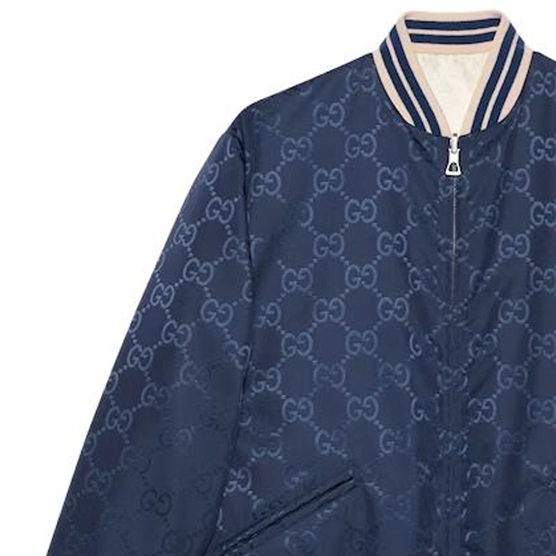 Gucci Nylon Canvas Reversible Zip Jacket 'Dark Blue Off White' 739810-ZANZ7-4348