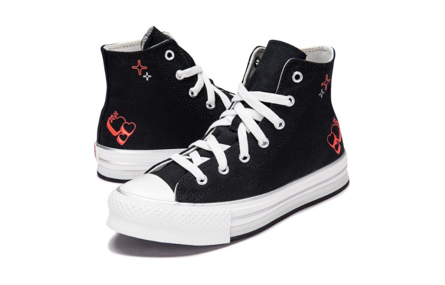 (GS) Converse Chuck Taylor All Star EVA Lift Platform Y2K Heart High Top 'Black' A09121C