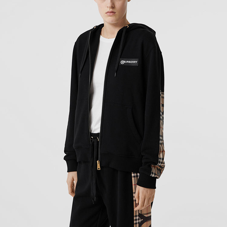 (WMNS) Burberry Retro Classic Plaid Cardigan Hoodie Black 80245431