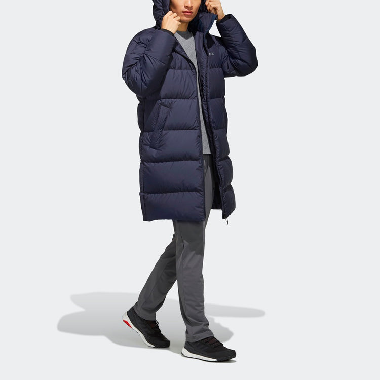 adidas Outdoor protection against cold Stay Warm hooded mid-length Down Jacket Blue EH4989