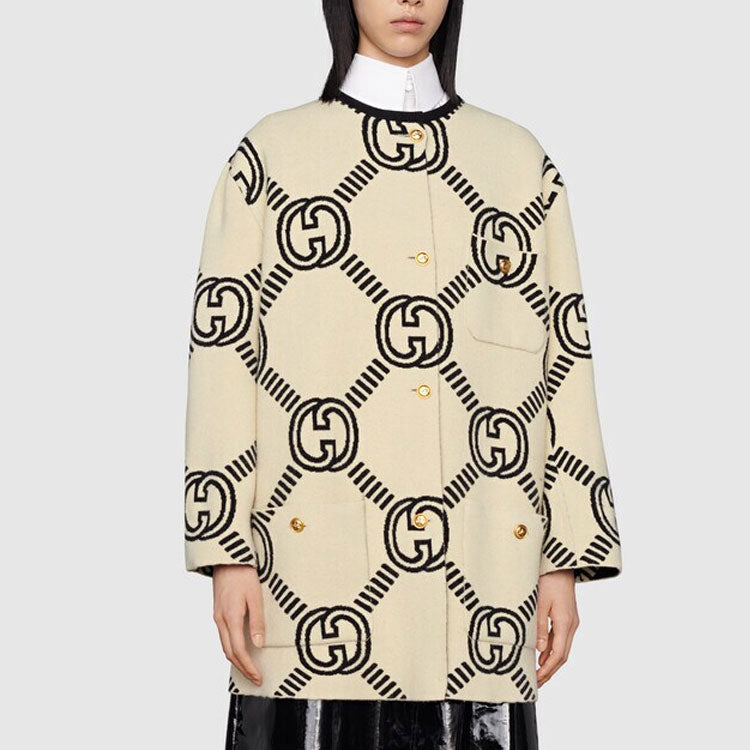 (WMNS) Gucci Reversible Interlocking G Wool Cardigan 'Black Ivory' 678318-XKB5T-9192
