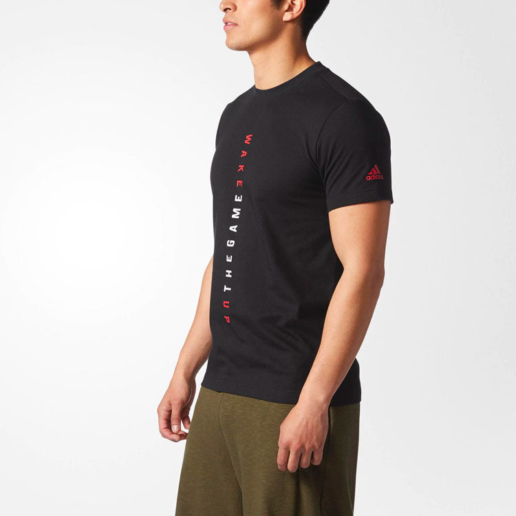 adidas Adi Slgn Tee Alphabet Printing Casual Round Neck Short Sleeve Black CV8506