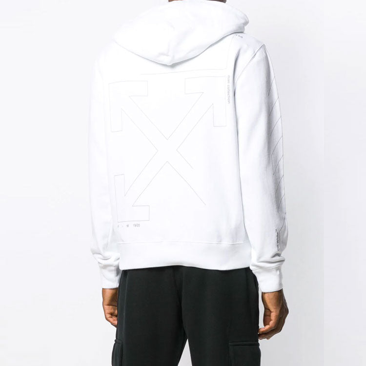 Off-White Diagonal Sleeve Unfinished Popover Hoody White OMBB034E19E300030191