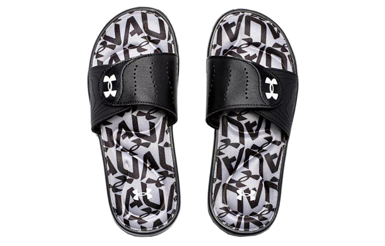 (WMNS) Under Armour Ignite 6 Graphic Footbed Slide 'Halo Grey Black' 3023767-105