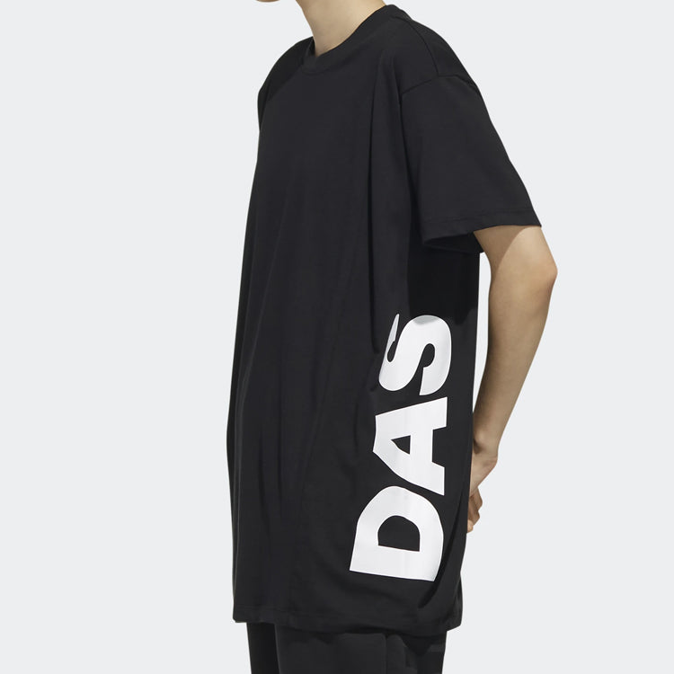 (WMNS) adidas Side Large Alphabet Printing Short Sleeve Black DV0752