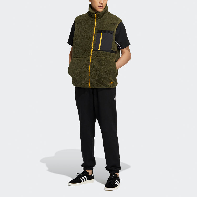 Men's adidas originals 2 In 1 Solid Color Long Hooded With Down Feather Dark Olive Green Jacket H58061