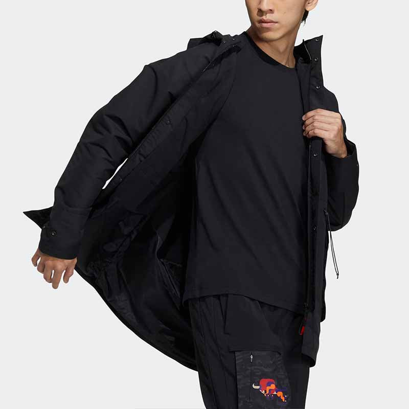 adidas Cny Jkt Top Sports Training Printing hooded Fleece Lined Woven Jacket Black H37917