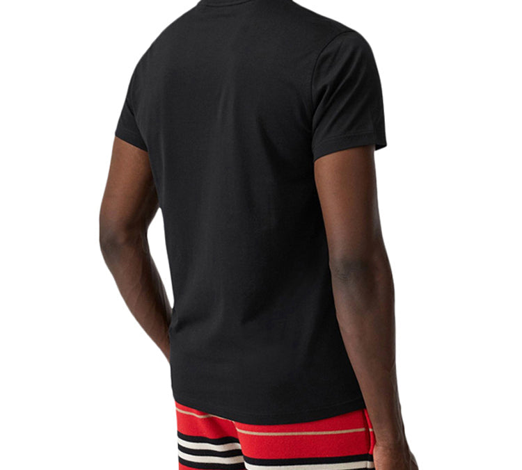 Men's Burberry SS20 Cotton Logo Pattern V neck Short Sleeve Black 8017255