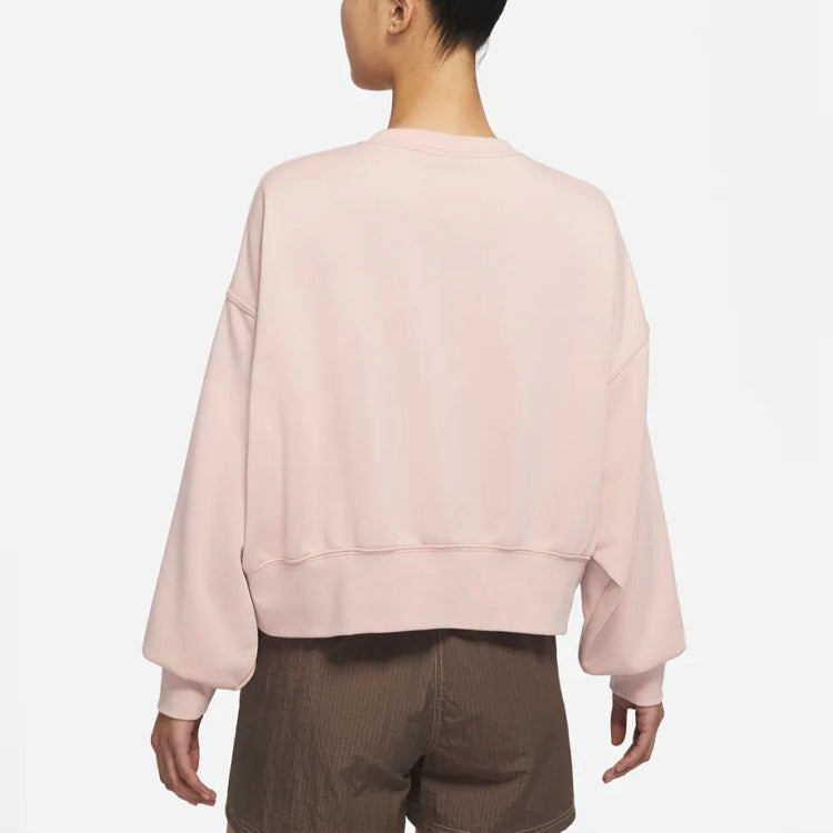 (WMNS) Nike Sportswear Swoosh Logo Embroidered Loose Knit Short Round Neck Pullover Pink Hoodie DO7212-601