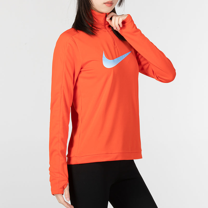 (WMNS) Nike Logo Dri-Fit Swoosh 1/4 Zip Jersey 'Orange' DX0953-633