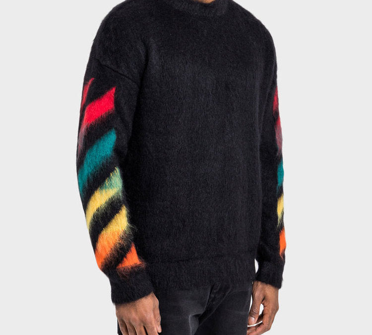 Off-White Classic Arrow Logo Printing Pullover Knit Black OMHA036E20KNI0011087