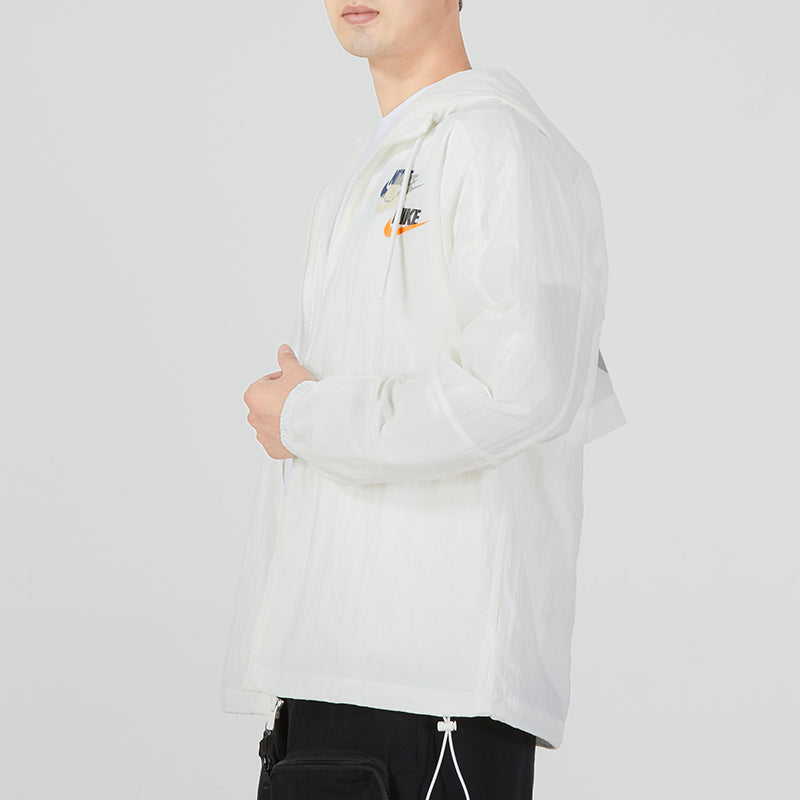 Men's Nike Training Athleisure Casual Sports Logo Solid Color Hooded Jacket White DV3133-133