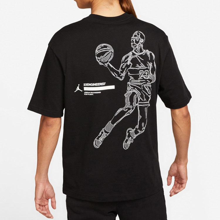 Air Jordan 23 Engineered Basketball Sports Printing Round Neck Short Sleeve Black DC9769-010
