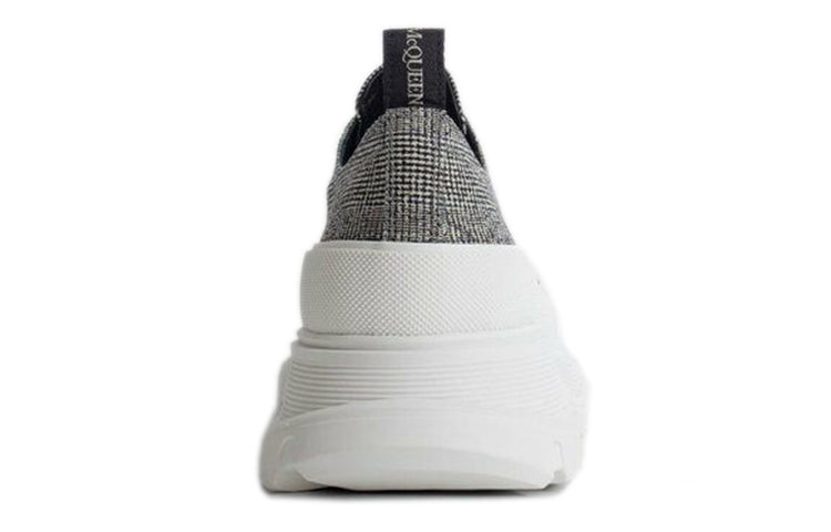 (WMNS) Alexander McQueen Tread Slick Plaid Lace-Up Sneakers 'Black White' 652757W4PE11071