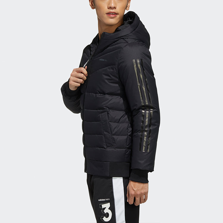 adidas neo M Sprty Puffer Athleisure Casual Sports Stay Warm hooded down Jacket Black EI4422