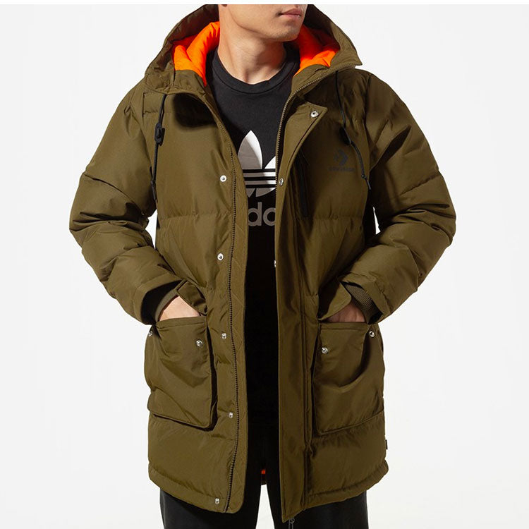Converse Mid-Length Down Fill Puffer Jacket Asia Sizing 'Olive Green' 10019323-A02