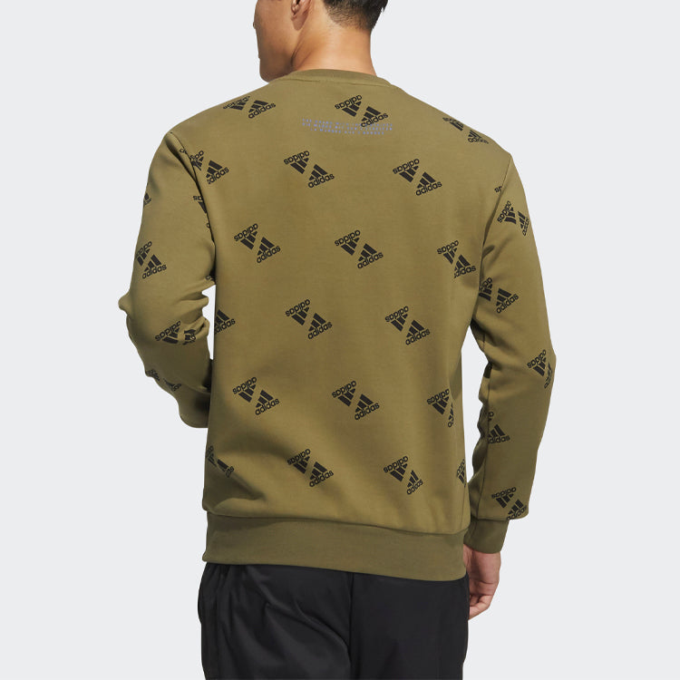 adidas Fi Bp1 Aop Swt Full Print Logo Sports Round Neck Pullover Couple Style Green HE7448