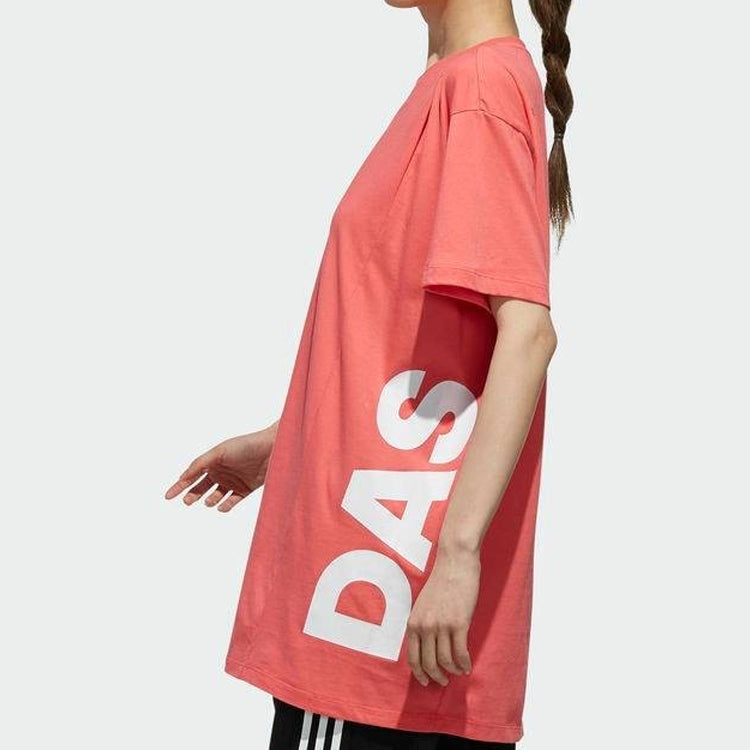 (WMNS) adidas Side Large Alphabet Printing Short Sleeve Lens Pink DV0751