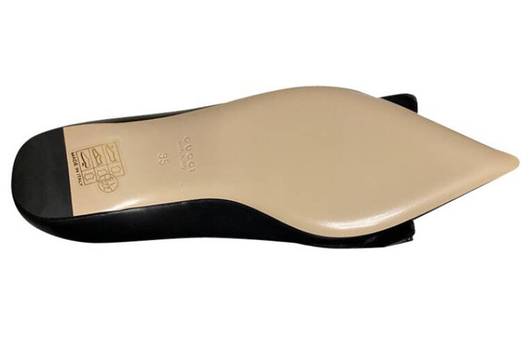 (WMNS) Gucci Queen Margaret Leather Flat 'Black' 524633-BKO00-1000
