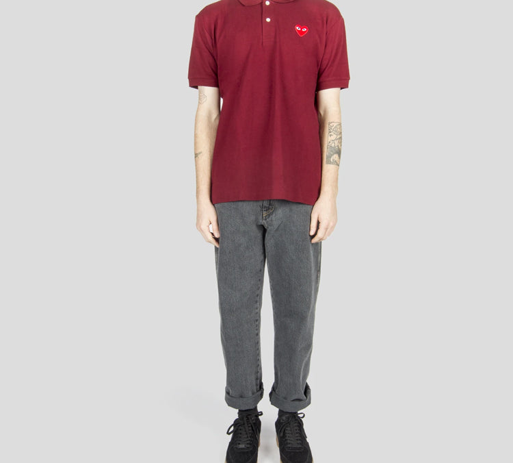 COMME des GARCONS PLAY Polo Red Emblem 'Burgundy' AZ-T006-051-3