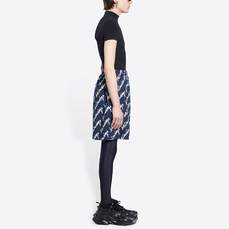 Balenciaga All Over Scribble Shorts 'Indigo' 672410TLLJ48502