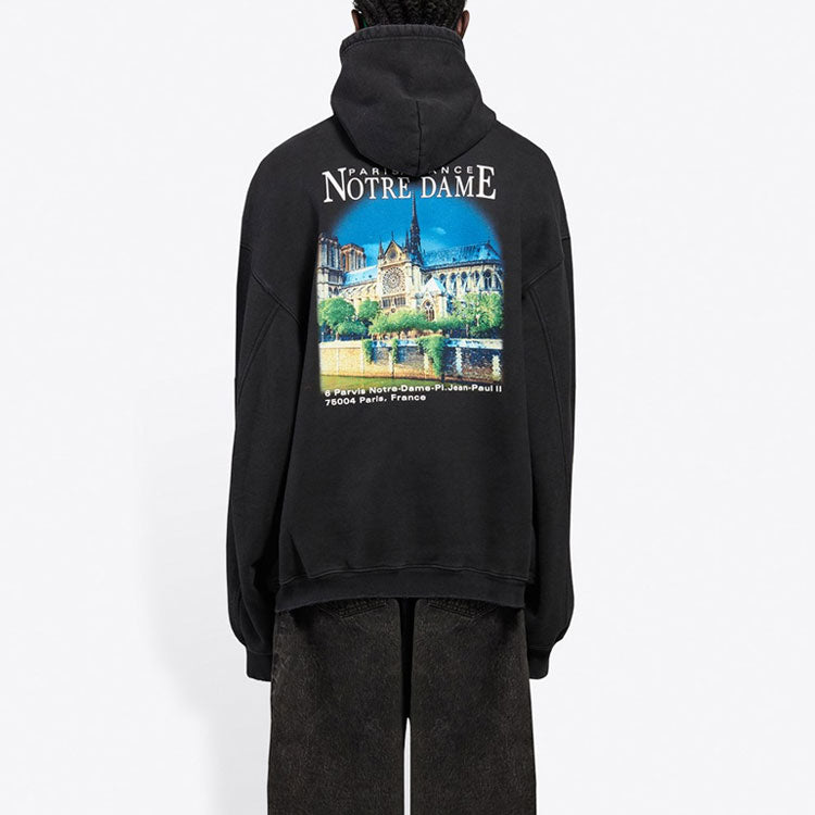Men's Balenciaga landscape Loose Hoodie Black 641679TJVH91000