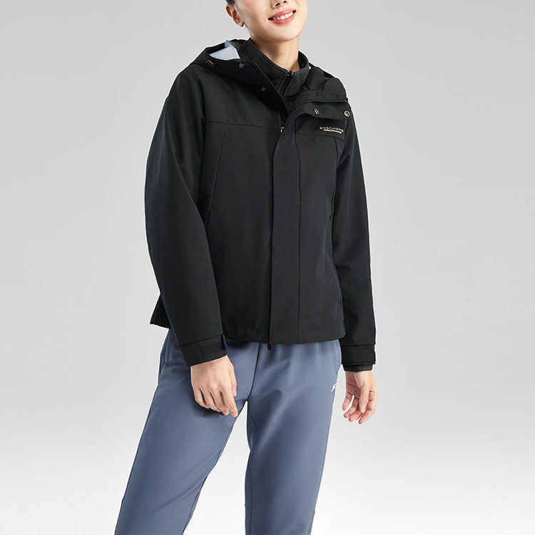(WMNS) Skechers Solid Color Zipper 3-In-1 Jacket 'Black' P423W186-0018