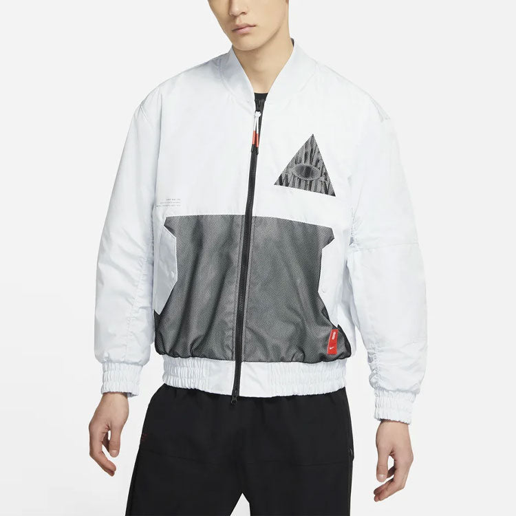 Men's Nike Kyrie Basketball Sports Mesh Patchwork Print Pattern Woven Baseball Padded White Gold Color Jacket CK6671-043